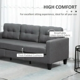 SquareBoxx Portofino 3 Seater Corner Sofa, Chaise Lounge Furniture With Reversible Ottoman Footstool Or Chaise - Grey - thumbnail 3