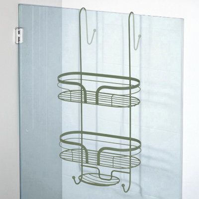 Showerdrape Dante Sage Green 2 Tier Over Door Hook Door Shower Caddy - image 1