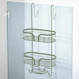 Showerdrape Dante Sage Green 2 Tier Over Door Hook Door Shower Caddy - thumbnail 1