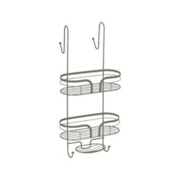 Showerdrape Dante Sage Green 2 Tier Over Door Hook Door Shower Caddy - thumbnail 3