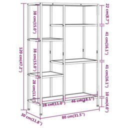 Berkfield Book Shelf 80X30X120 Cm Steel And Engineered Wood - thumbnail 5