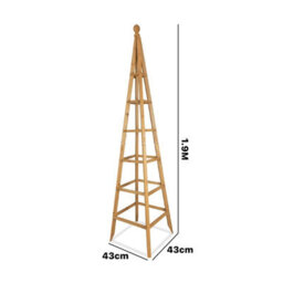Woodside 1.9M Wooden Garden Obelisk Pyramid Plant Support Trellis Climbing Frame - thumbnail 2