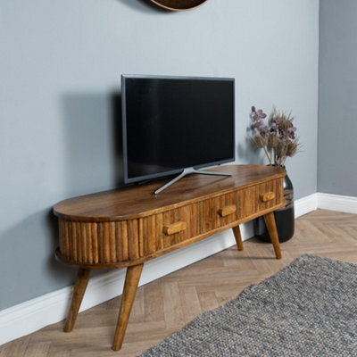 Elm Home And Products Elm Home And Garden Solid Mango Wood Large Tv Media Wide Screen Unit 3 Drawers 50Cm High, 130Cm Wide, 39Cm Deep - image 1