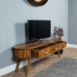 Elm Home And Products Elm Home And Garden Solid Mango Wood Large Tv Media Wide Screen Unit  3 Drawers 50Cm High, 130Cm Wide, 39Cm Deep - thumbnail 2