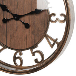 Wyld And Coco 52Cm Brown Retro Wall Clock With Glass Face And Arabic Numerals - thumbnail 5