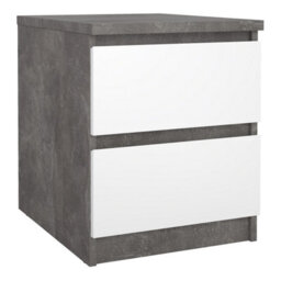 Furniture To Go Naia Bedside 2 Drawers In Concrete/white High Gloss (W) 40.4 X  (H) 49.5 X (D) 50Cm - thumbnail 2