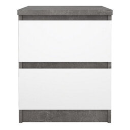 Furniture To Go Naia Bedside 2 Drawers In Concrete/white High Gloss (W) 40.4 X  (H) 49.5 X (D) 50Cm - thumbnail 3