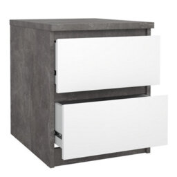 Furniture To Go Naia Bedside 2 Drawers In Concrete/white High Gloss (W) 40.4 X  (H) 49.5 X (D) 50Cm - thumbnail 5