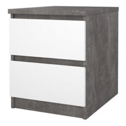 Furniture To Go Naia Bedside 2 Drawers In Concrete/white High Gloss (W) 40.4 X  (H) 49.5 X (D) 50Cm - thumbnail 4