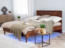 Beliani Bed With Led Mialet 180 X 200 Cm (Eu Super King) Dark Brown - thumbnail 2