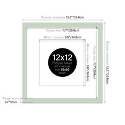 "12X12"" Mint Green Picture Frame - 12X12"" Square Frame With 10X10"" Mount For 12X12""/10X10"" Pictures Moderrn Style Thin Edge, 1 Pack" - thumbnail 2