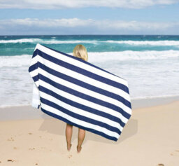 Gc Gaveno Cavailia 1Pk Beach Towel Cabana Stripe Sand Free 100X200 Navy - thumbnail 2