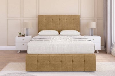 "Sloomy Cambridge Mink Plush Divan Bed Set 4 Drawers - 54"" Floor Standing & 12"" Footboard 4'6 Double" - image 1