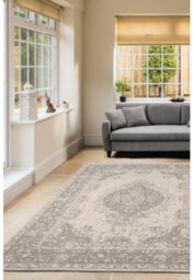 Melrose Eden Medallion Silver Coloured Medium Indoor Outdoor Area Rug 10mm Pile Height - 120/170Cm - thumbnail 5