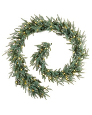 Werchristmas Pre-Lit Blue Mixed Pine Artificial Christmas Garland 9 Ft, 100 Warm White And Ice White Leds - image 1