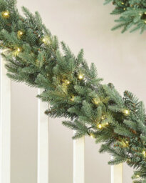Werchristmas Pre-Lit Blue Mixed Pine Artificial Christmas Garland 9 Ft, 100 Warm White And Ice White Leds - thumbnail 2