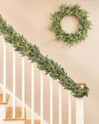 Werchristmas Pre-Lit Blue Mixed Pine Artificial Christmas Garland 9 Ft, 100 Warm White And Ice White Leds - thumbnail 3