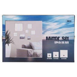 Urbn-Living Ashley 7Pc Square Shape Decorative Stick On Wall Mirror No Tools Glass Bathroom Bedroom Wedding Decor - thumbnail 2