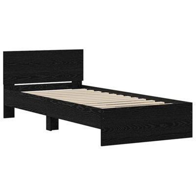 Berkfield Modern Bed Frame Without Mattress With Headboard Black Oak 75X190 Cm