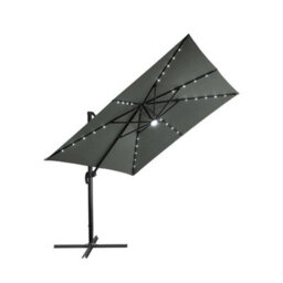 Breeins Dark Grey Tilt With Led Light Outdoor Garden Patio Umbrellas Parasol For Beach Backyard And Pool With Base - thumbnail 4