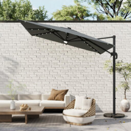 Breeins Dark Grey Tilt With Led Light Outdoor Garden Patio Umbrellas Parasol For Beach Backyard And Pool With Base - thumbnail 2