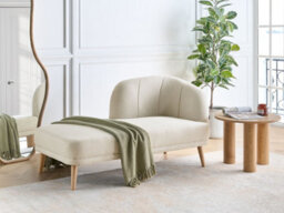 Beliani Right-Hand Chaise Longue Tanlay Fabric Light Beige - thumbnail 2