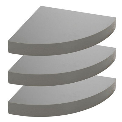 Urbn-Living Urbnliving Height 25Cm Set Of 3 Floating Grey Wooden Wall Mount Corner Shelves Mdf Shelf Display For Books And Storage - image 1