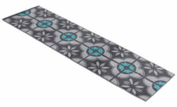 Bravich Hard Wearing Hessian Backed Stair Runner Kitchen Mat - Texas Blue & Grey Floral - 60X540Cm (2'x18') - thumbnail 6
