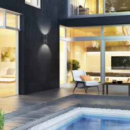 Luminosa Lighting Luminosa Prisma Outdoor Up Down Wall Lamp Black, Tinted, Ip65 - thumbnail 2