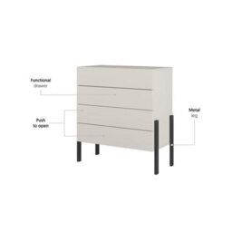 Arte Spacious Cashmere Chest Of Drawers 80Cm - Sleek Storage With Push-To-Open Design - thumbnail 5