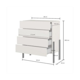 Arte Spacious Cashmere Chest Of Drawers 80Cm - Sleek Storage With Push-To-Open Design - thumbnail 4