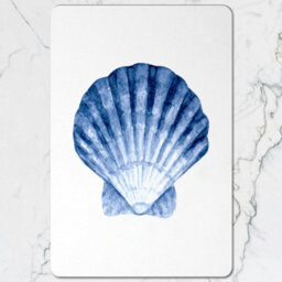 Benjamin Tate Design Blue Seashell Print Placemat And Coaster Set Of Twelve In Walnut Wood Base Designer Artwork Limited Edition - thumbnail 2