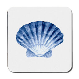 Benjamin Tate Design Blue Seashell Print Placemat And Coaster Set Of Twelve In Walnut Wood Base Designer Artwork Limited Edition - thumbnail 3