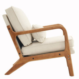 White Accent Chairs With Solid Wood Frame, Armchair With Lumbar Pillow - thumbnail 3