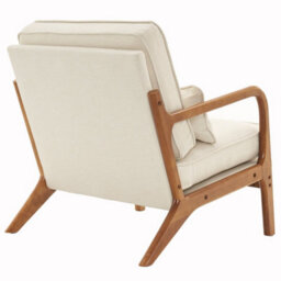 White Accent Chairs With Solid Wood Frame, Armchair With Lumbar Pillow - thumbnail 1