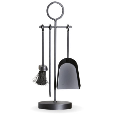 4 Piece Companion Set Black Metal With Circle Handle  Fireplace Tools -  Fire201 - image 1