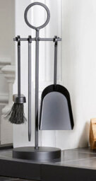 4 Piece Companion Set Black Metal With Circle Handle  Fireplace Tools -  Fire201 - thumbnail 3
