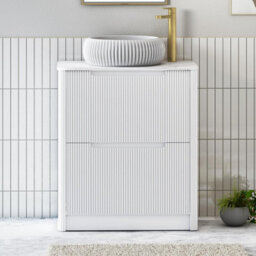 Royal Bathrooms Avenza 800mm Matt White Floor Standing Countertop Bathroom Vanity Unit 2 Drawer With Milan Basin - thumbnail 1