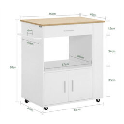 Sobuy Fkw113-Nw, Kitchen Trolley Cart Storage Trolley Serving Trolley Microwave Cabinet,w75Xd46Xh88 - thumbnail 3