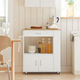 Sobuy Fkw113-Nw, Kitchen Trolley Cart Storage Trolley Serving Trolley Microwave Cabinet,w75Xd46Xh88 - thumbnail 2