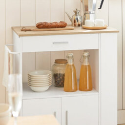 Sobuy Fkw113-Nw, Kitchen Trolley Cart Storage Trolley Serving Trolley Microwave Cabinet,w75Xd46Xh88 - thumbnail 7
