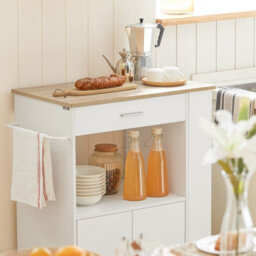 Sobuy Fkw113-Nw, Kitchen Trolley Cart Storage Trolley Serving Trolley Microwave Cabinet,w75Xd46Xh88 - thumbnail 4