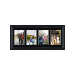 AK Frames 50X20Cm Black Classic Multi Photo Frame With Black Mount - Holds 4 Apertures (4X) 6X4 Photos - thumbnail 1