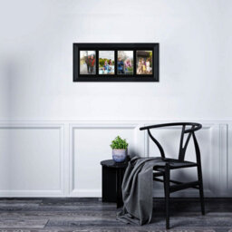 AK Frames 50X20Cm Black Classic Multi Photo Frame With Black Mount - Holds 4 Apertures (4X) 6X4 Photos - thumbnail 3