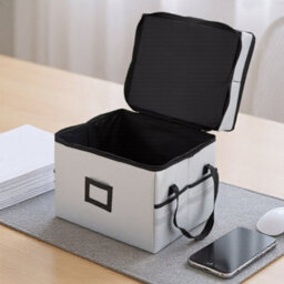 Living And Home 2 Layers Grey Fireproof File Box With Combination Lock - thumbnail 2