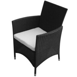 Walplus 5 Piece Outdoor Dining Set With Cushions Poly Rattan Black - thumbnail 3