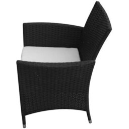 Walplus 5 Piece Outdoor Dining Set With Cushions Poly Rattan Black - thumbnail 2