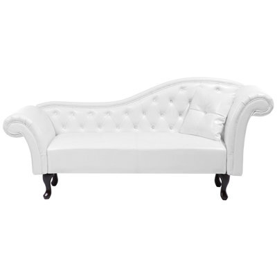 Beliani Right-Hand Chaise Longue Lattes Faux Leather White - image 1
