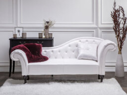 Beliani Right-Hand Chaise Longue Lattes Faux Leather White - thumbnail 2