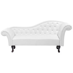 Beliani Right-Hand Chaise Longue Lattes Faux Leather White - thumbnail 4